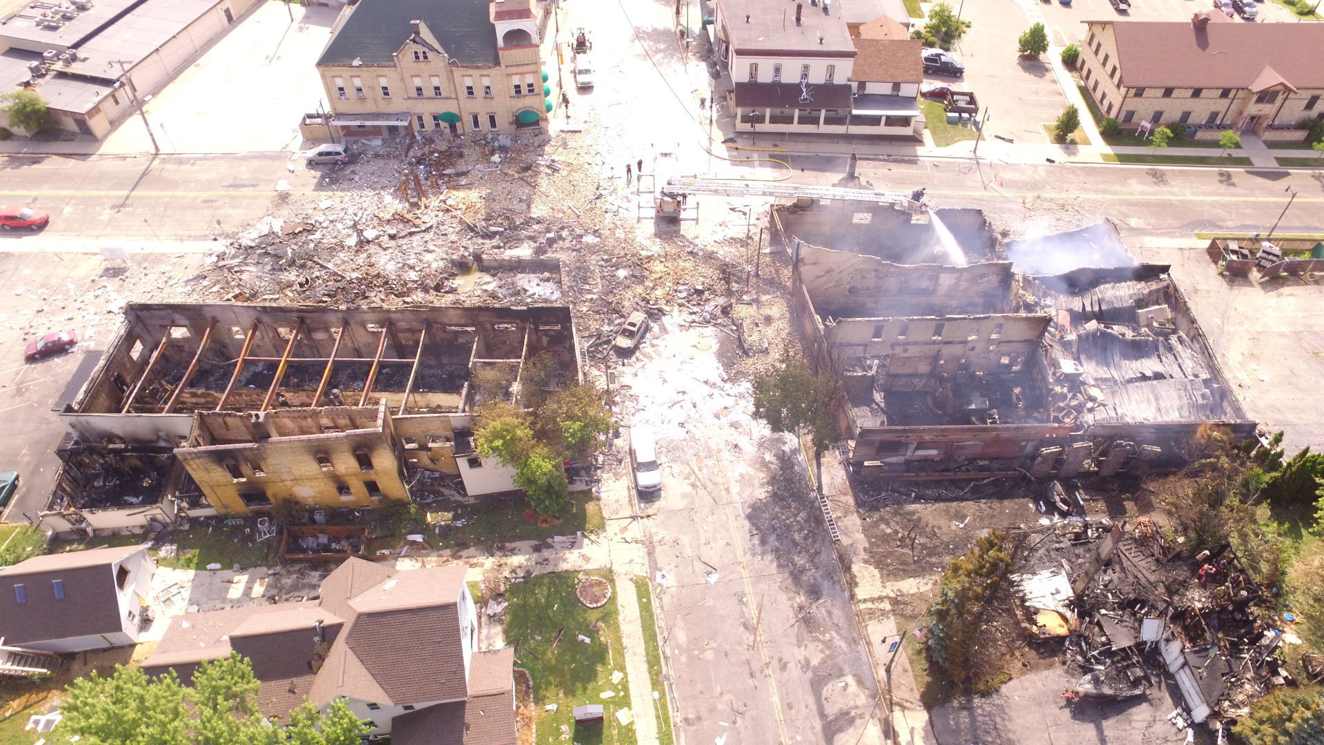 View of explosion site from a drone